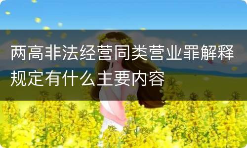 两高非法经营同类营业罪解释规定有什么主要内容