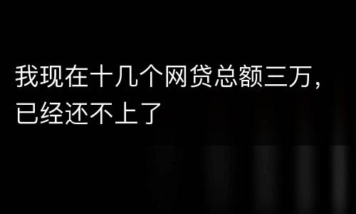 我现在十几个网贷总额三万，已经还不上了