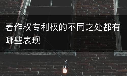 著作权专利权的不同之处都有哪些表现