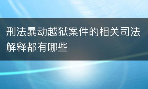 刑法暴动越狱案件的相关司法解释都有哪些