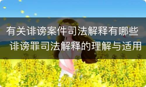 有关诽谤案件司法解释有哪些 诽谤罪司法解释的理解与适用