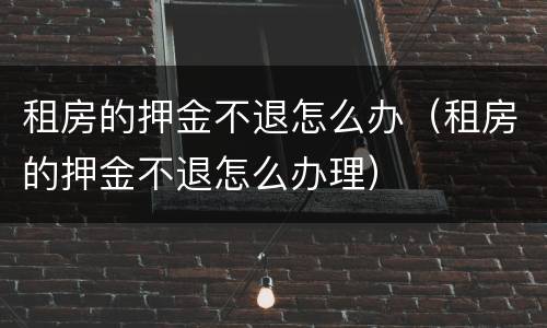 租房的押金不退怎么办（租房的押金不退怎么办理）