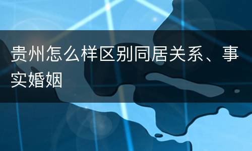 贵州怎么样区别同居关系、事实婚姻