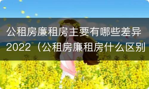 公租房廉租房主要有哪些差异2022（公租房廉租房什么区别）