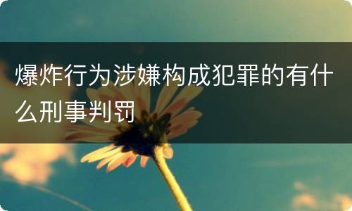 爆炸行为涉嫌构成犯罪的有什么刑事判罚