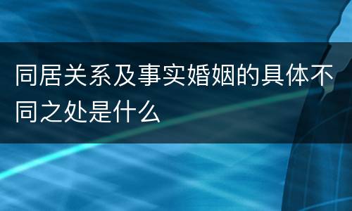 同居关系及事实婚姻的具体不同之处是什么