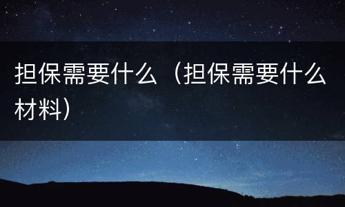 担保需要什么（担保需要什么材料）