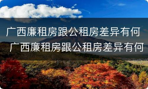 广西廉租房跟公租房差异有何 广西廉租房跟公租房差异有何影响