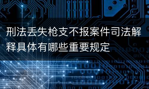 刑法丢失枪支不报案件司法解释具体有哪些重要规定