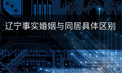辽宁事实婚姻与同居具体区别