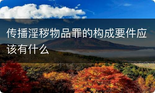 传播淫秽物品罪的构成要件应该有什么
