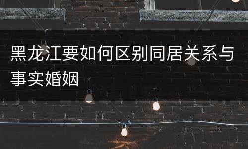黑龙江要如何区别同居关系与事实婚姻
