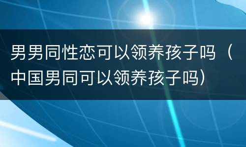 男男同性恋可以领养孩子吗（中国男同可以领养孩子吗）