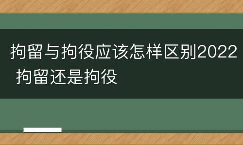 拘留与拘役应该怎样区别2022 拘留还是拘役