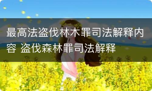 最高法盗伐林木罪司法解释内容 盗伐森林罪司法解释