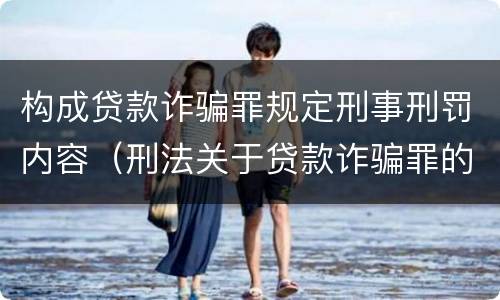构成贷款诈骗罪规定刑事刑罚内容（刑法关于贷款诈骗罪的规定）