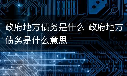 政府地方债务是什么 政府地方债务是什么意思