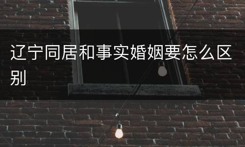 辽宁同居和事实婚姻要怎么区别