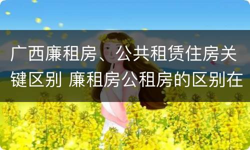 广西廉租房、公共租赁住房关键区别 廉租房公租房的区别在哪里
