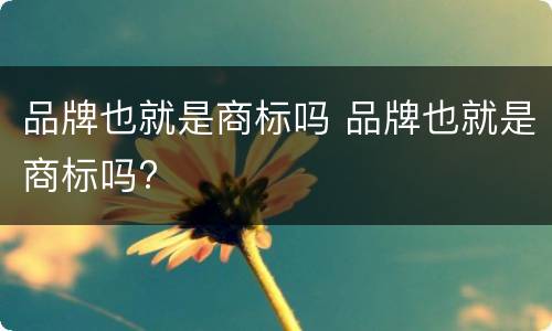 品牌也就是商标吗 品牌也就是商标吗?