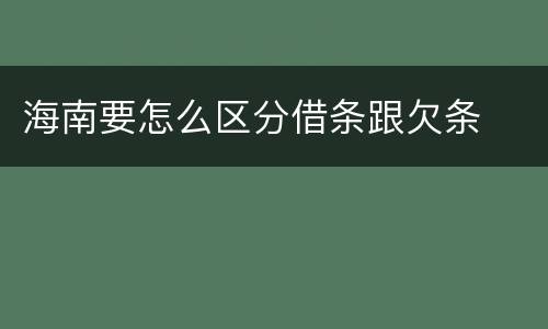 海南要怎么区分借条跟欠条