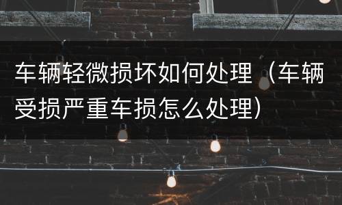 车辆轻微损坏如何处理（车辆受损严重车损怎么处理）
