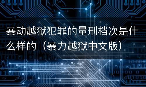 暴动越狱犯罪的量刑档次是什么样的（暴力越狱中文版）