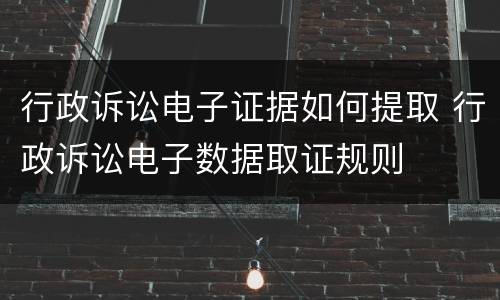 行政诉讼电子证据如何提取 行政诉讼电子数据取证规则