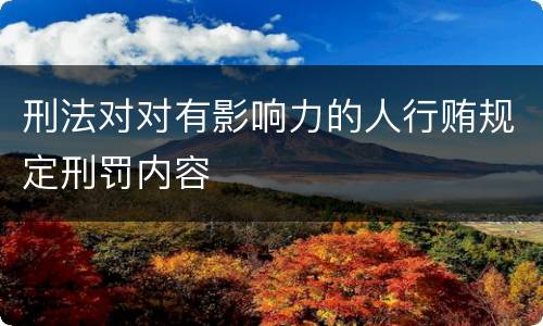 刑法对对有影响力的人行贿规定刑罚内容
