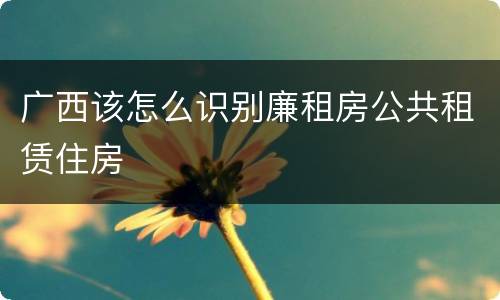广西该怎么识别廉租房公共租赁住房