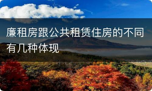 廉租房跟公共租赁住房的不同有几种体现