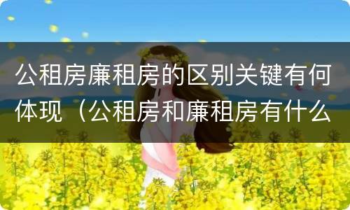 公租房廉租房的区别关键有何体现（公租房和廉租房有什么区别?用户可以住一辈子吗?）
