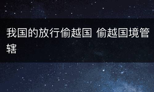我国的放行偷越国 偷越国境管辖
