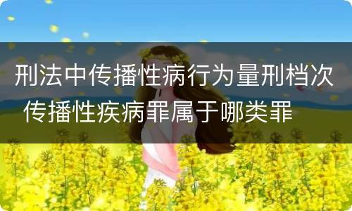 刑法中传播性病行为量刑档次 传播性疾病罪属于哪类罪
