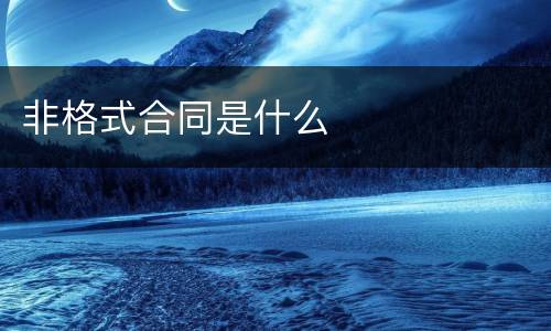 非格式合同是什么
