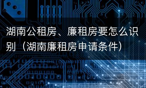 湖南公租房、廉租房要怎么识别（湖南廉租房申请条件）