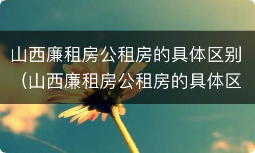 山西廉租房公租房的具体区别（山西廉租房公租房的具体区别在哪）
