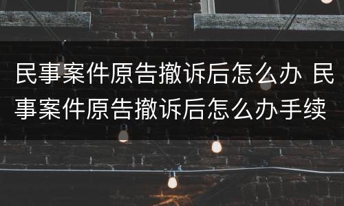 民事案件原告撤诉后怎么办 民事案件原告撤诉后怎么办手续