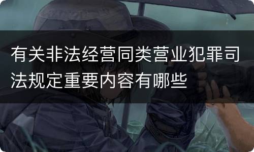 有关非法经营同类营业犯罪司法规定重要内容有哪些