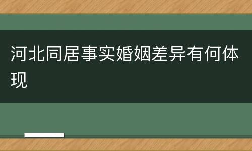河北同居事实婚姻差异有何体现