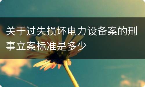 关于过失损坏电力设备案的刑事立案标准是多少