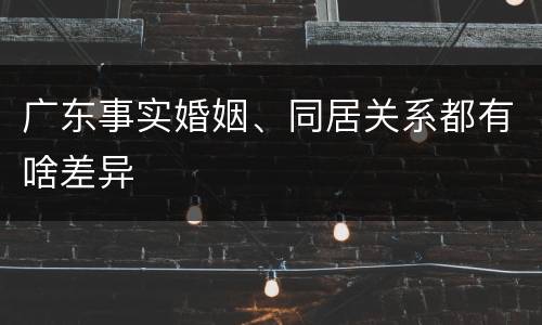 广东事实婚姻、同居关系都有啥差异