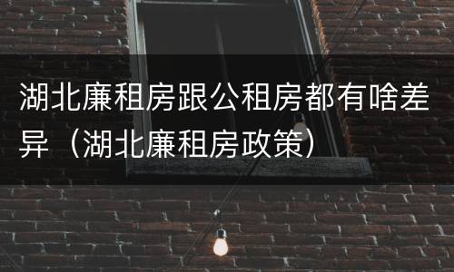 湖北廉租房跟公租房都有啥差异（湖北廉租房政策）