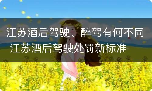 江苏酒后驾驶、醉驾有何不同 江苏酒后驾驶处罚新标准