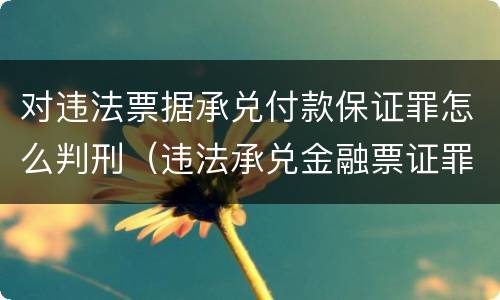对违法票据承兑付款保证罪怎么判刑（违法承兑金融票证罪）