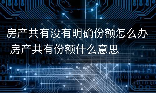 房产共有没有明确份额怎么办 房产共有份额什么意思