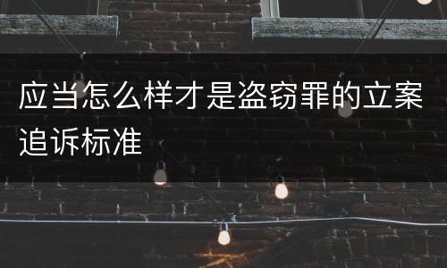 应当怎么样才是盗窃罪的立案追诉标准