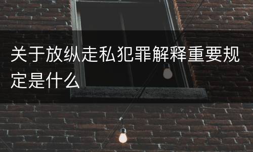 关于放纵走私犯罪解释重要规定是什么