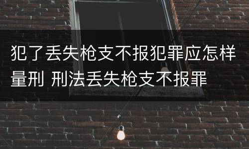 犯了丢失枪支不报犯罪应怎样量刑 刑法丢失枪支不报罪