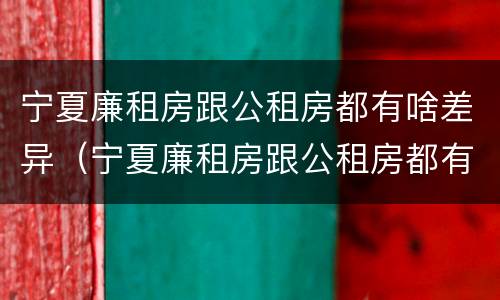 宁夏廉租房跟公租房都有啥差异（宁夏廉租房跟公租房都有啥差异吗）
